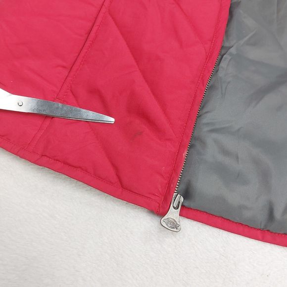 Dickies Women's Puffer Vest Jacket Red Winter Collar Pockets Size Medium - Picture 7 of 8